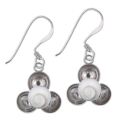 Shivaauge Blume Schalen 16 mm Ohrringe rund 925er Sterling Silber Silberohrringe Shiva Auge - chic - net.de