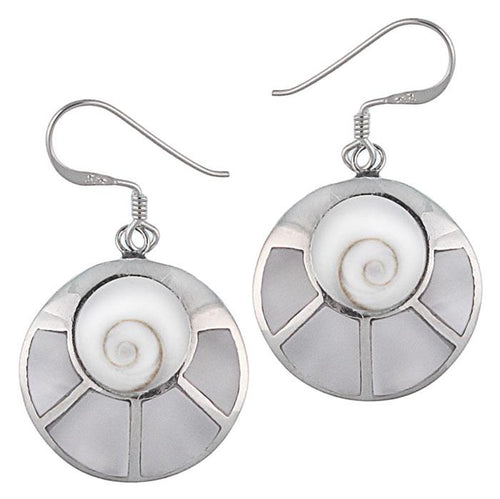 Shivaauge Kreis Perlmutt Segmente Ohrringe 925er Silber Silberohrringe Shiva Auge - chic - net.de