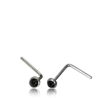 Load image into Gallery viewer, Silber Nasenstecker 0,8 mm Nostril Onyx rund L - Form Nasenpiercing - chic - net.de
