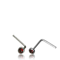 Load image into Gallery viewer, Silber Nasenstecker 0,8 mm Nostril Rubin rund L - Form Nasenpiercing - chic - net.de
