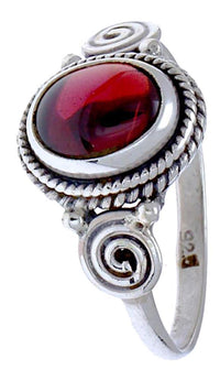 Cargar imagen en el visor de la galería, Silber Ring Granat Seile Spiralen Kreise oval rot Punkte 925 - chic - net.de

