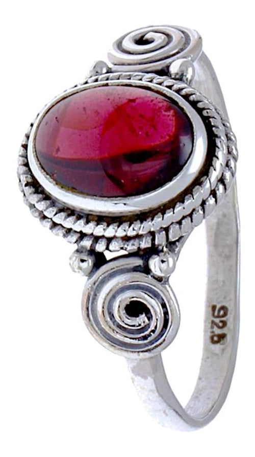 Silber Ring Rubin Seile Spiralen Kreise oval rot pink Punkte - chic - net.de