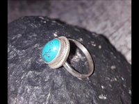 Cargar imagen en el visor de la galería, Silber Ring Türkis 8 mm oval Zopf Rand 925 Sterling - chic - net.de
