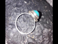 Cargar imagen en el visor de la galería, Silber Ring Türkis 8 mm oval Zopf Rand 925 Sterling - chic - net.de
