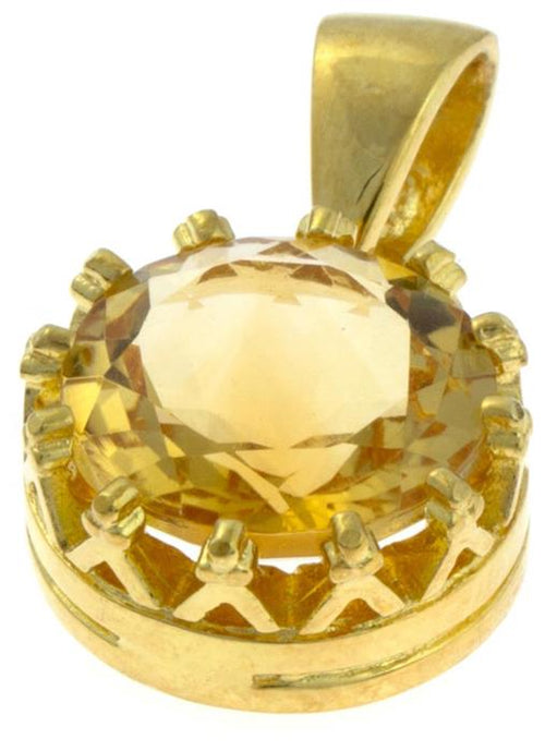 Silberanhänger Krone rund Citrin facettiert gelb 1 micron vergoldet 925er Sterling Silber - chic - net.de