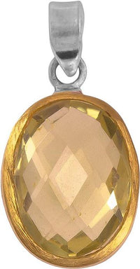 Cargar imagen en el visor de la galería, Silberanhänger oval Citrin facettiert vergoldet 925er Sterling Silber Stein gelb Anhänger - chic - net.de
