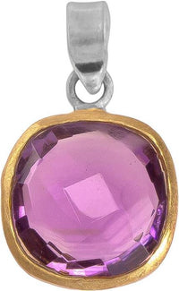 Load image into Gallery viewer, Silberanhänger Quadrat Amethyst facettiert vergoldet 925er Sterling Silber Stein lila Anhänger - chic - net.de
