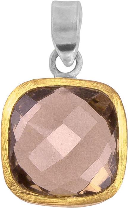 Silberanhänger Quadrat Rauchquarz facettiert vergoldet 925er Sterling Silber Stein braun Anhänger - chic - net.de