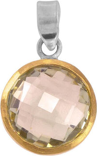 Cargar imagen en el visor de la galería, Silberanhänger rund Zitronenquarz facettiert vergoldet 925er Sterling Silber Stein Anhänger - chic - net.de
