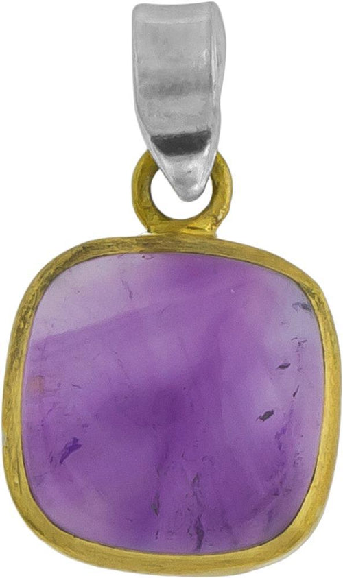 Silberanhänger vergoldet eckig Stein Amethyst lila Anhänger 925 Sterling Silber - chic - net.de