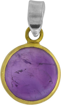 Cargar imagen en el visor de la galería, Silberanhänger vergoldet rund Stein Amethyst lila Anhänger 925 Sterling Silber - chic - net.de

