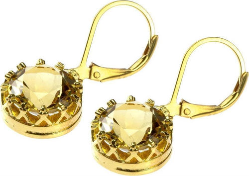 Silberohrringe Krone rund Citrin gelb facettiert 1 micron vergoldet 925er Sterling Silber 10 mm Ohrringe - chic - net.de