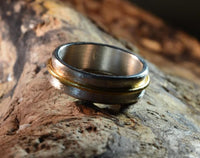 Cargar imagen en el visor de la galería, Silberring 925 Sterlingsilber vergoldet gebürstet Ring 7mm - chic - net.de
