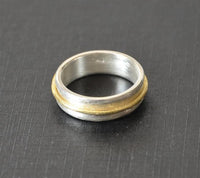 Cargar imagen en el visor de la galería, Silberring 925 Sterlingsilber vergoldet gebürstet Ring 7mm - chic - net.de
