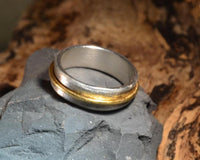 Cargar imagen en el visor de la galería, Silberring 925 Sterlingsilber vergoldet gebürstet Ring 7mm - chic - net.de
