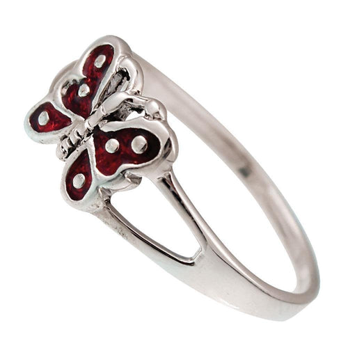Silberring Emaille rot rosa Schmetterling 925er Sterling Silber Ringe Schmuck filigran Silberringe - chic - net.de