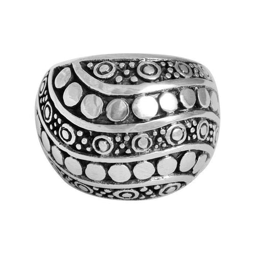 Silberring massiv dunkel oxidiert breit gemustert aus 925er Sterling Silber Damen Ringe - chic - net.de