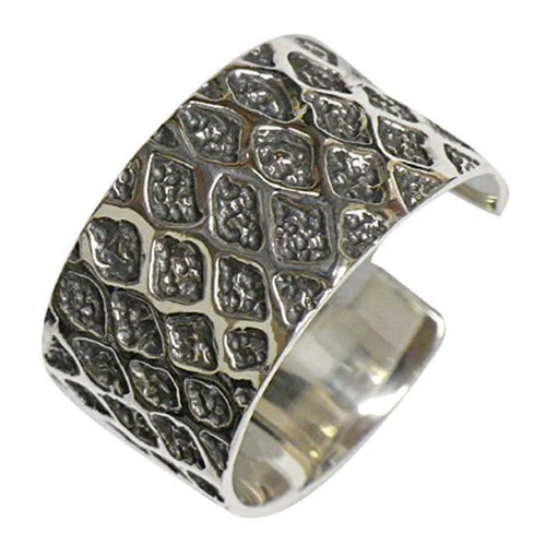Silberring Muster Rauten dunkel oxidiert 925er Sterling Silber Damen Silberschmuck Ringe - chic - net.de