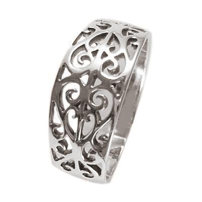 Silberring Ornamente Loch Muster breit Ring 925er Sterling Silber Damen Schmuck - chic - net.de