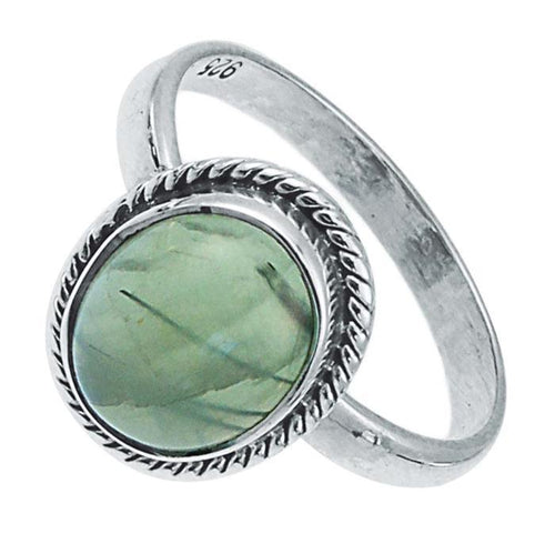 Silberring Prehnit 10 mm grün oval Zopf Rand 925er Sterling Silber Stein Ringe Schmuck - chic - net.de