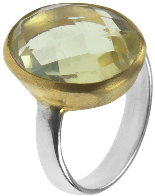 Silberring vergoldet 1 micron Citrin Stein facettiert oval 925er Sterling Silber gelb - chic - net.de