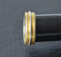 Cargar imagen en el visor de la galería, Silberring vergoldet 925 Sterlingsilber gebürstet Ring 7mm - chic - net.de
