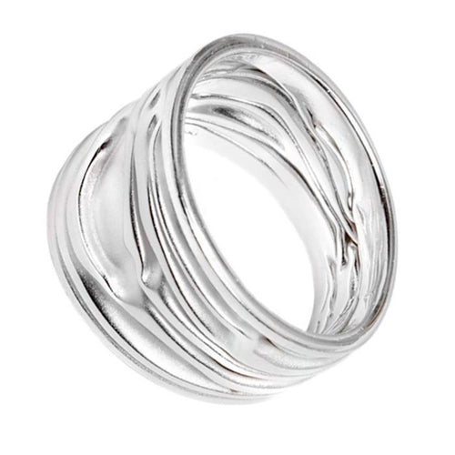 Silberring Weiß Rillen Stoff Muster 925 Sterling Silber Ringe - chic - net.de
