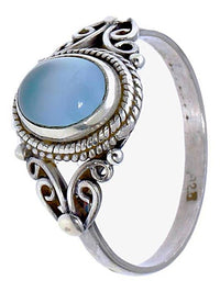 Cargar imagen en el visor de la galería, Silberringe Chalzedon Seile Spiralbögen Kreise oval 925 - chic - net.de
