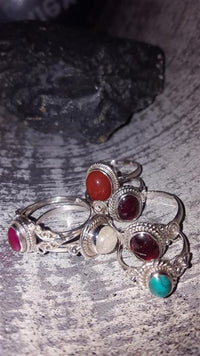 Load image into Gallery viewer, Silberringe Karneol Seil Bögen Kugeln oval 925 - chic - net.de
