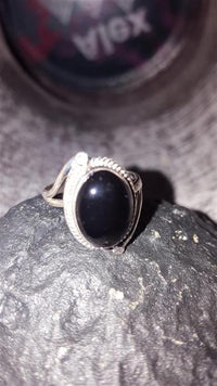 Load image into Gallery viewer, Silberringe Onyx Seil Bögen Kugeln oval 925 Sterling - chic - net.de
