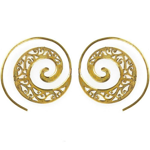 Spiralen Ohrringe gestanzt breit Messing Brass antik golden nickelfrei Schmuck Tribal Piercing - chic - net.de