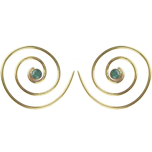 Spiralen Ohrringe glänzend Messing Jade antik golden Piercing Tribal nickelfrei Schmuck Brass Bronze - chic - net.de