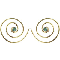 Cargar imagen en el visor de la galería, Spiralen Ohrringe glänzend Messing Jade antik golden Piercing Tribal nickelfrei Schmuck Brass Bronze - chic - net.de
