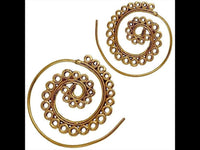 Load image into Gallery viewer, Spiralen Ohrringe Kreise Messing Brass antik golden Tribal Piercing - chic - net.de
