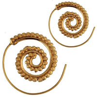 Load image into Gallery viewer, Spiralen Ohrringe Kugeln Messing Brass antik golden Tribal Piercing - chic - net.de

