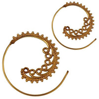 Cargar imagen en el visor de la galería, Spiralen Ohrringe Punkte Dreiecke Brass antik golden Wellen Tribal Piercing - chic - net.de
