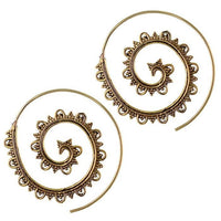 Load image into Gallery viewer, Spiralen Ohrringe Punkte Pyramiden Bögen Rille Messing antik golden Piercing Tribal - chic - net.de
