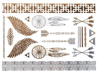 Load image into Gallery viewer, Tattoo golden silbern temporär Motivbogen Klebetattoos Engel Traumfänger Schmuck Tattoos - chic - net.de
