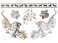 Load image into Gallery viewer, Tattoo golden silbern temporär Motivbogen Klebetattoos Tiger Löwe Pferd Schmuck Tattoos - chic - net.de
