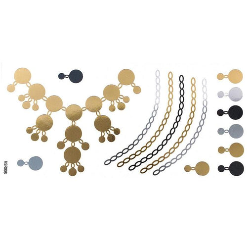 Tattoo Motivbogen golden silbern schwarz temporär Klebetattoos Plättchen Schmuck Tattoos - chic - net.de