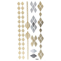 Cargar imagen en el visor de la galería, Tattoo Motivbogen golden silbern temporär Klebetattoos Blätter Schmuck Tattoos - chic - net.de
