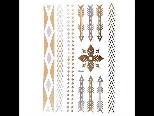 Tattoo Motivbogen golden silbern temporär Klebetattoos Blume Pfeile Schmuck Tattoos - chic - net.de