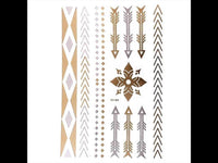 Load image into Gallery viewer, Tattoo Motivbogen golden silbern temporär Klebetattoos Blume Pfeile Schmuck Tattoos - chic - net.de
