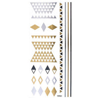 Load image into Gallery viewer, Tattoo Motivbogen golden silbern temporär Klebetattoos Dreieck Raute Schmuck Tattoos - chic - net.de
