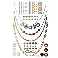Cargar imagen en el visor de la galería, Tattoo Motivbogen golden silbern temporär Klebetattoos Hippie Ketten Schmuck Tattoos - chic - net.de
