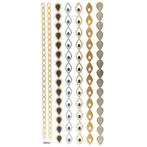 Tattoo Motivbogen golden silbern temporär Klebetattoos Tropfen Ketten Schmuck Tattoos - chic - net.de