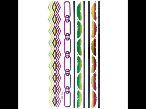 Tattoo Motivbogen metallic schillernd bunt temporär Federn Klebetattoos Schmuck Tattoos - chic - net.de