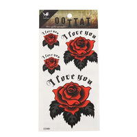 Load image into Gallery viewer, Tattoo Rosen rot groß klein schwarz Spruch I love you 4 Motive 1 Bogen - chic - net.de
