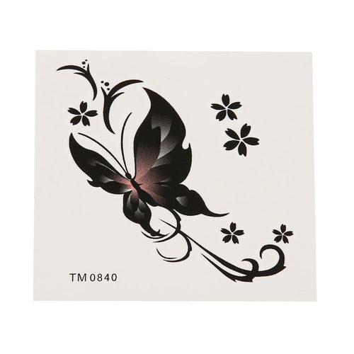Tattoo Schmetterling schwarz rosa Linien Blümchen klein einzeln 1 Bogen - chic - net.de