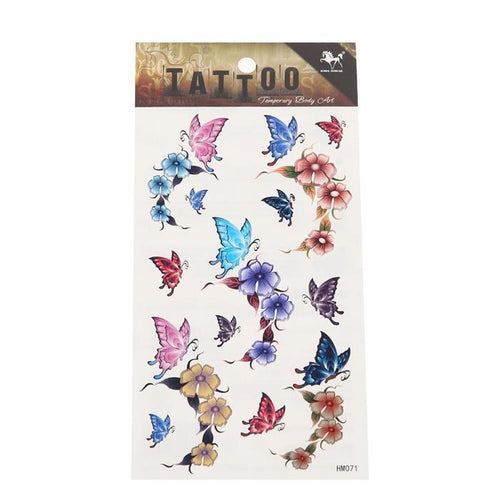 Tattoo Schmetterlinge welke Blüten Blumen Blätter bunt pastell 18 Motive 1 Bogen - chic - net.de